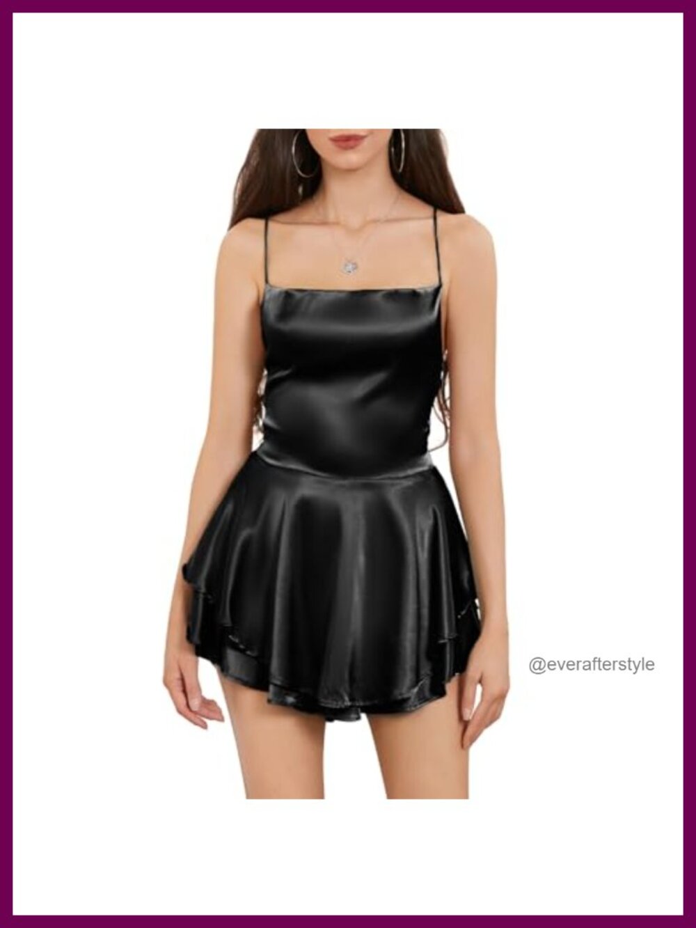 Satin Backless Romper Dress Cowl Neck Ruffle Spaghetti Strap Beach Mini